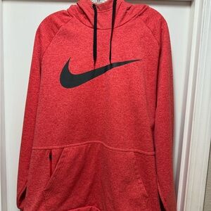 Nike Men's Red Hoodie with Black Logo